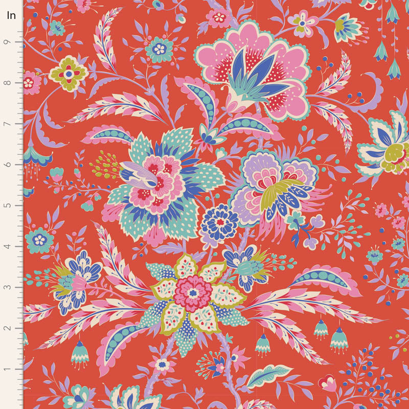 Tilda Bloomsville fabrics by the Fat quarter - cotton quilting fabric. Tomato/Plum