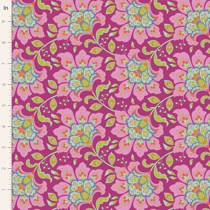 Tilda Bloomsville fabrics by the Fat quarter - cotton quilting fabric. Tomato/Plum