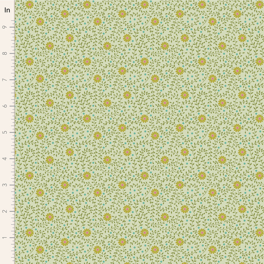 Tilda Sanctuary floral fabrics fat quarter bundle of 5 cotton fabrics - blue, green, maroon, ochre.