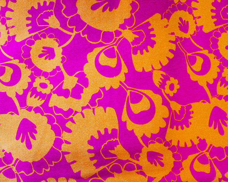 Little Johnny Hot Pink & Orange Floral Cotton Sateen dress fabric per 1/2m