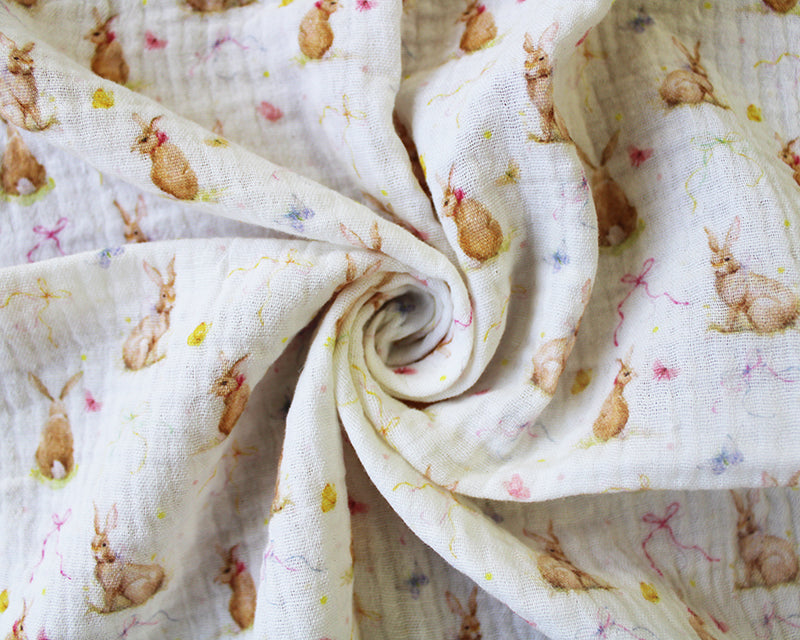 Animal nursery kids 100% cotton double gauze muslin fabric per 1/2m