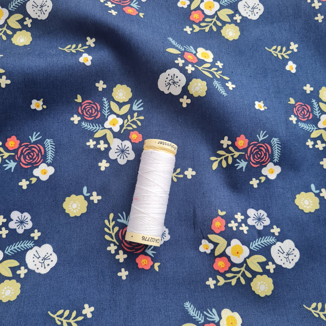 Floral Rose Cotton Poplin dress fabric by the half metre.