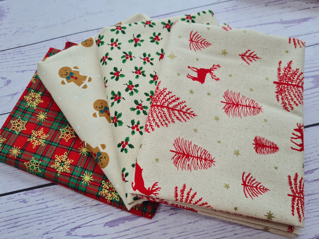 Scandi Christmas fat quarter bundle/ by the half metre quilting / craft cotton Fabrics.