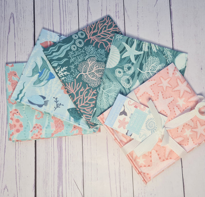 Tranquil Shores – Organic Cotton 4/ 5 Fat Quarter Fabric Bundle - Seaside