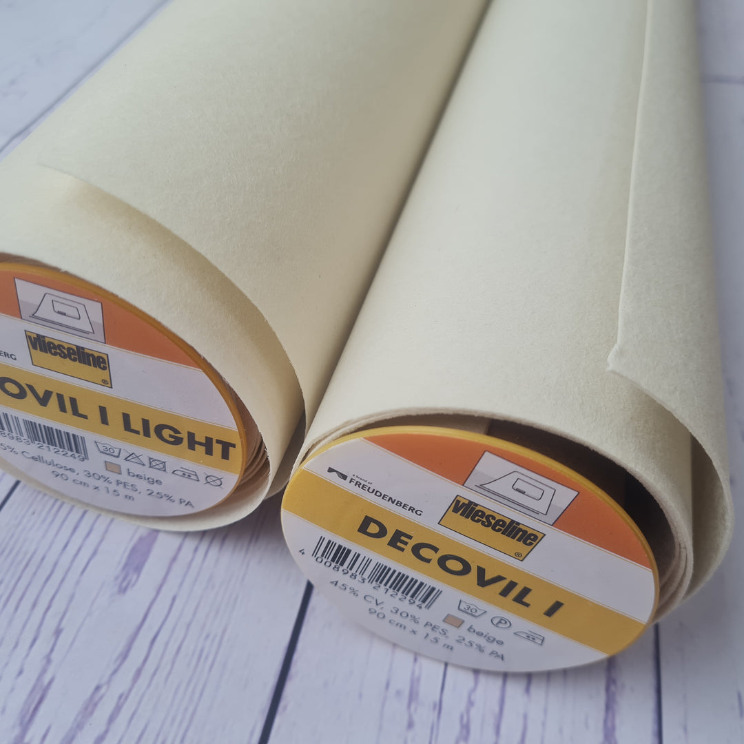 Decovil 1 and Decovil light: Fusible Interfacing/Interlining heavy Vilene. Beige. By the 1/4 m