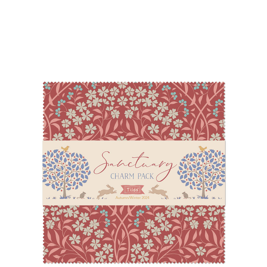 Tilda Sanctuary Charm pack fabrics by Tilda. Floral quilting fabrics.