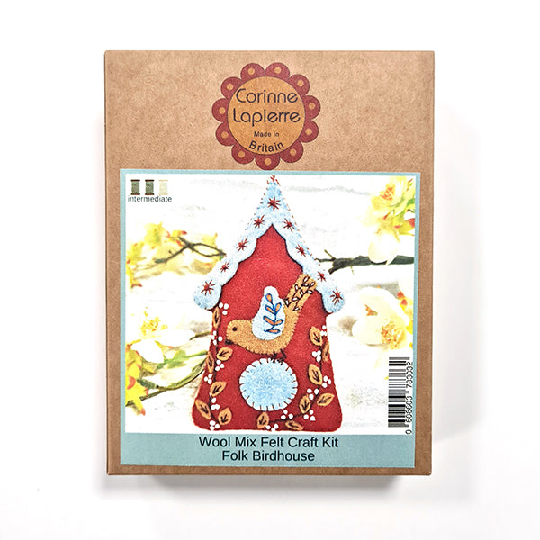 Folk Birdhouse Wool Mix Felt mini craft kit, Corinne Lapierre, UK.