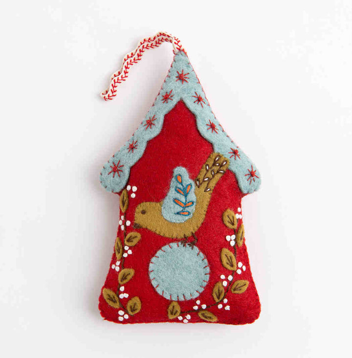 Folk Birdhouse Wool Mix Felt mini craft kit, Corinne Lapierre, UK.