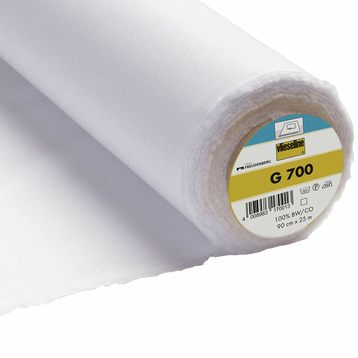 Firm/Heavy Weight Fusible Cotton Woven Interfacing G700-10 white: Vilene Vlieseline iron on fusible 90cm wide. by the metre.