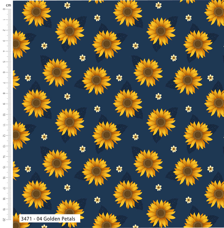 Golden Sunflowers - floral cotton quilting fabrics 5 fat quarter bundle.