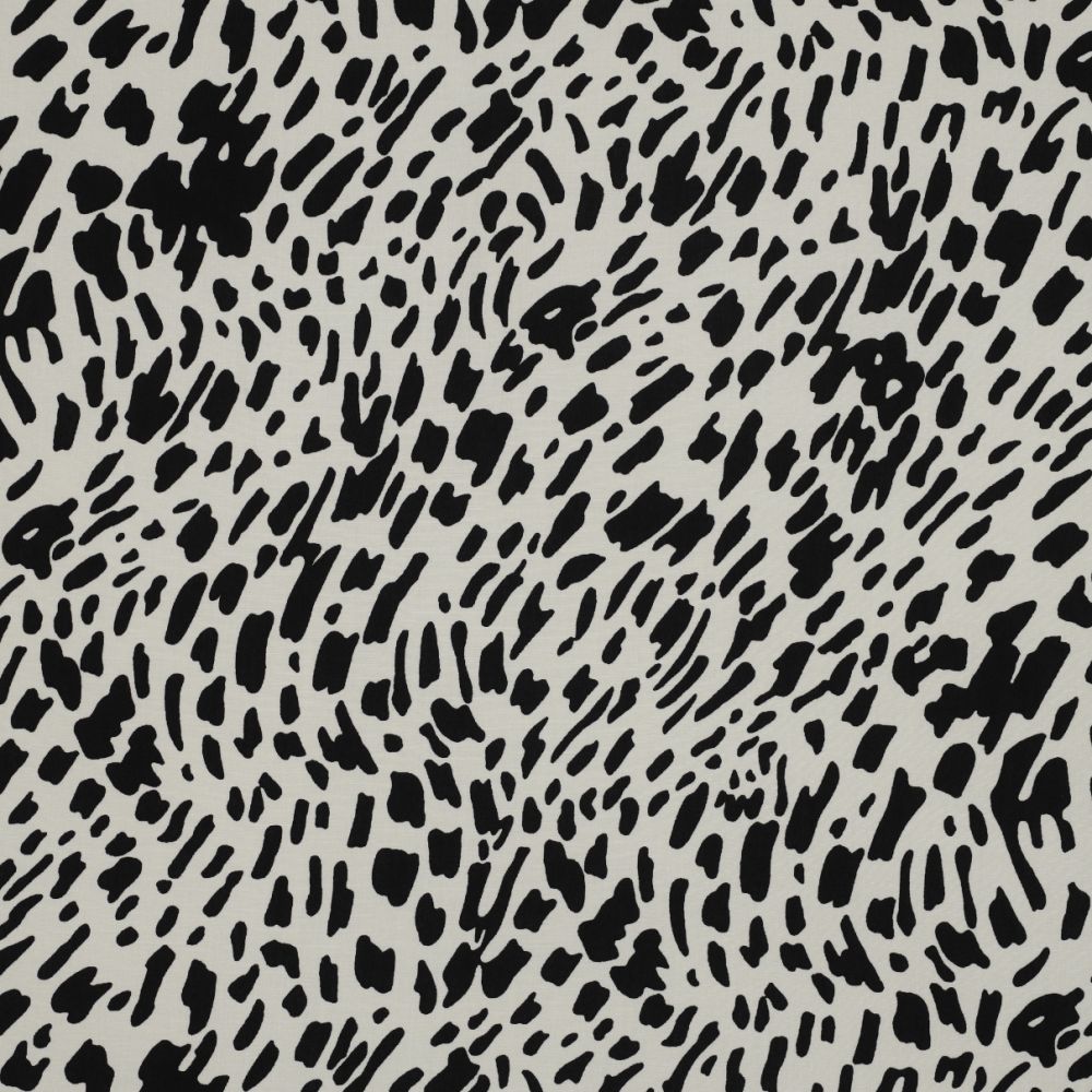 Off white & black Animal Print 100% Viscose Challis dress fabric per 1/2m