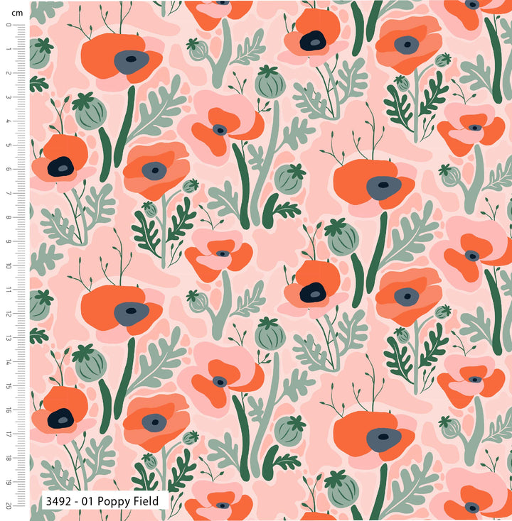 Poppy Queen by Savanna Rawson - floral cotton quilting fabrics fat quarter bundle.