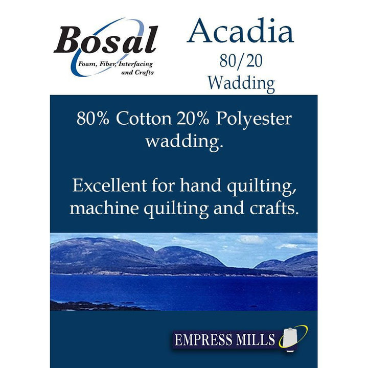 Bosal Acadia Wadding - Autumn Weight 4oz Quilt Batting 3m/120" wide x .5m