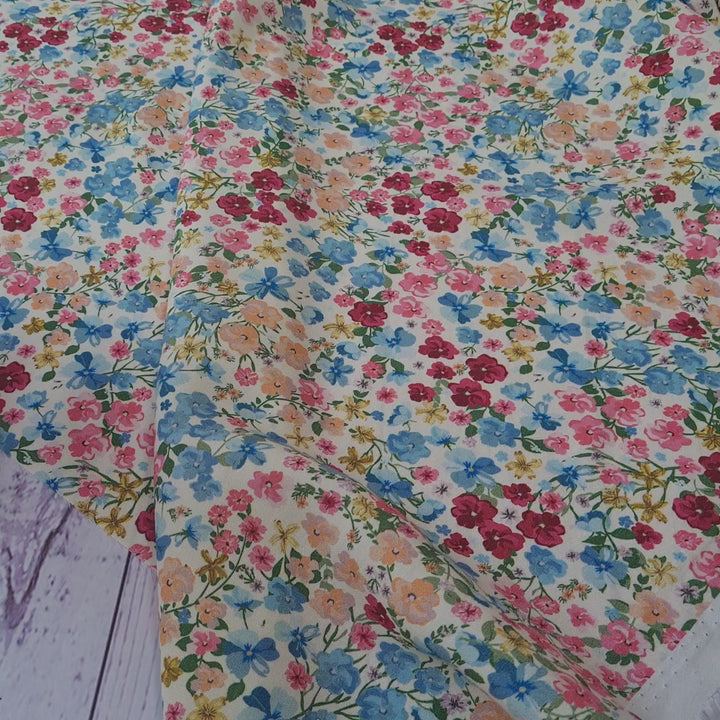 Blooming Floral digital 100% Viscose Challis dress fabric per 1/2m