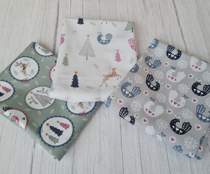 Hygge Scandi Christmas fabrics by the half metre / fat quarter bundle quilt cotton