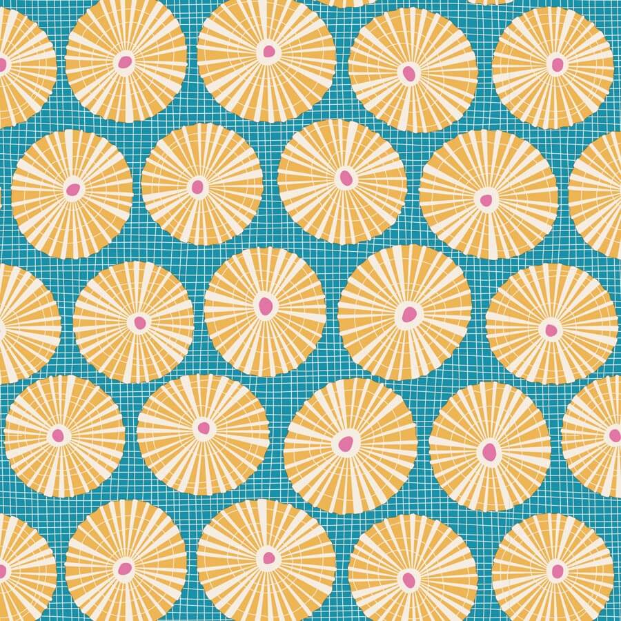 Cotton Beach Sunbeam teal fabrics by the Fat quarter - cotton fabric by Tilda.