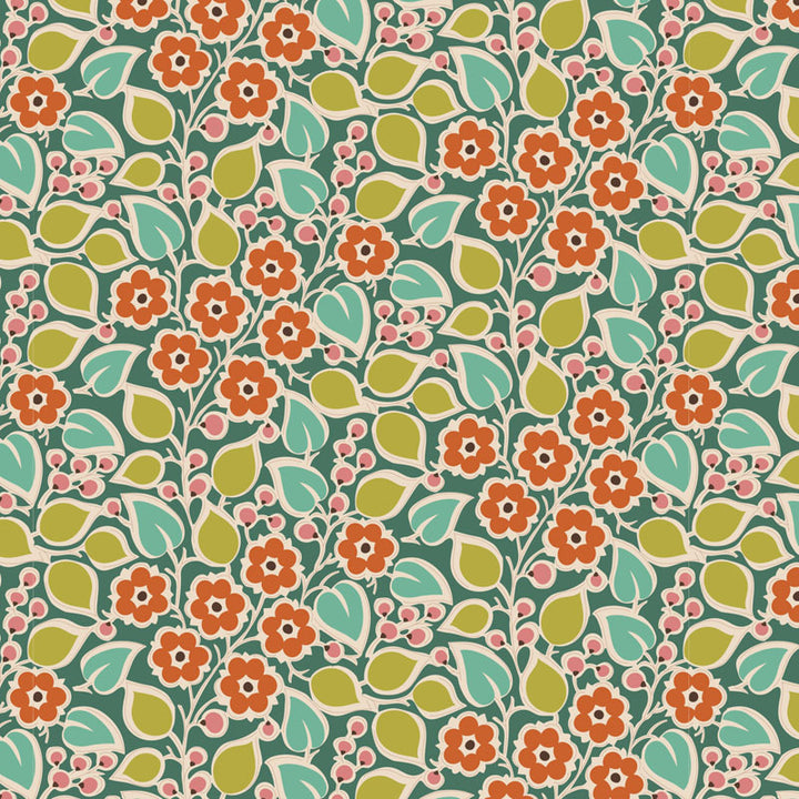 Tilda Pie in the Sky fabrics the Fat quarter - cotton quilting fabric. Green/Pine