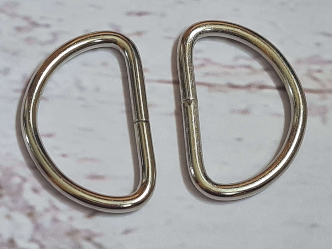 2/4 x Metal D-rings for bag straps, bag making. 19/21/25/32/38/ 50 mm.