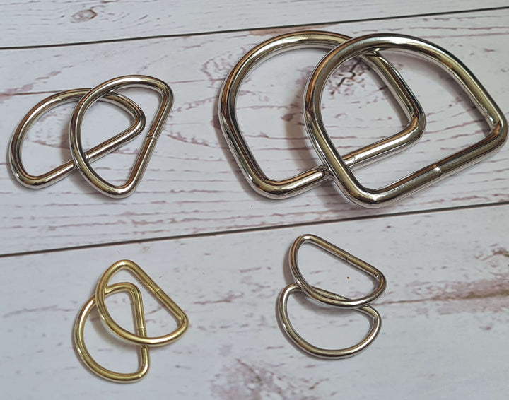 2/4 x Metal D-rings for bag straps, bag making. 19/21/25/32/38/ 50 mm.