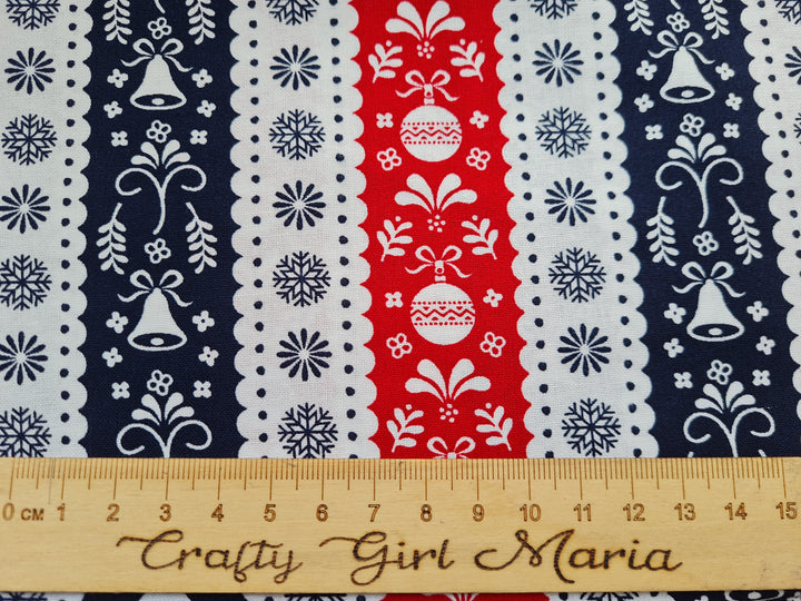 Scandi Christmas Red and Grey by the half metre quilting and craft cotton Fabrics.