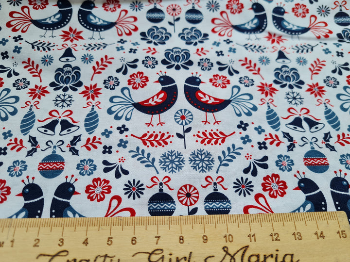 Scandi Christmas Red and Grey by the half metre quilting and craft cotton Fabrics.