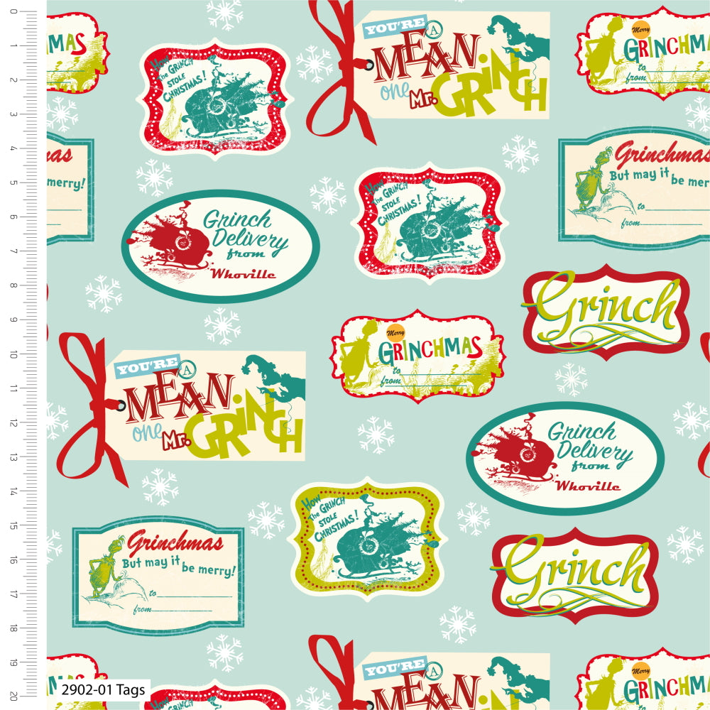 Dr Seuss Grinch Christmas fat quarter bundle of 5 quilting fabrics