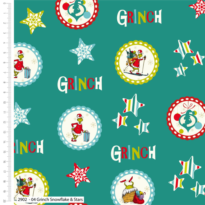 Dr Seuss Grinch Christmas fat quarter bundle of 5 quilting fabrics