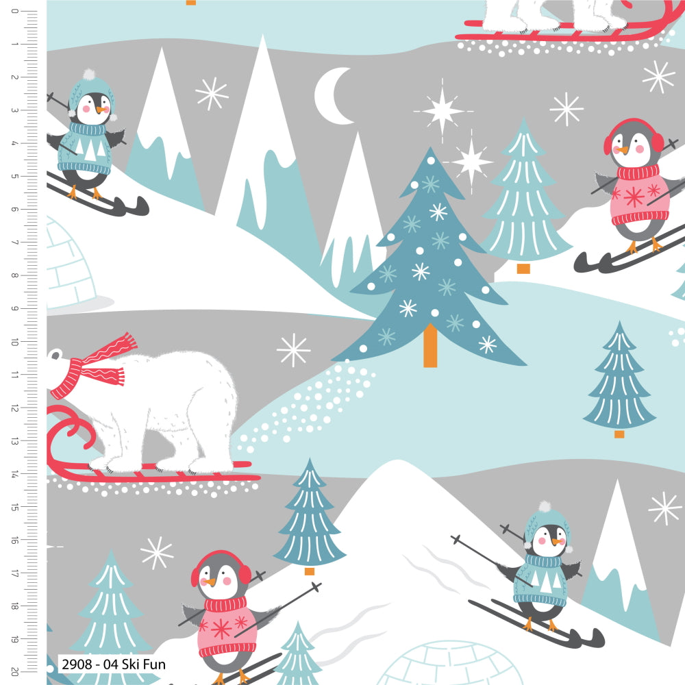 Polar Pals Christmas fat quarter bundle of 5 quilting fabrics