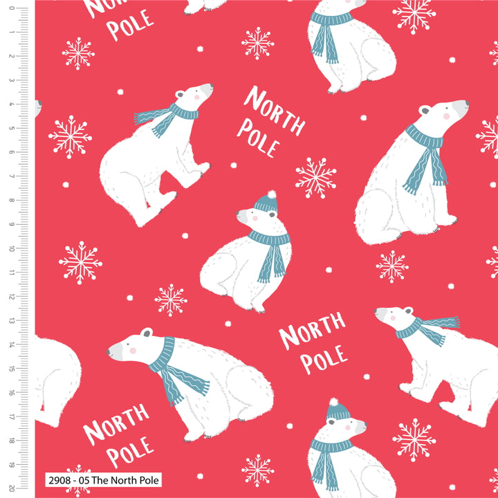 Polar Pals Christmas fat quarter bundle of 5 quilting fabrics