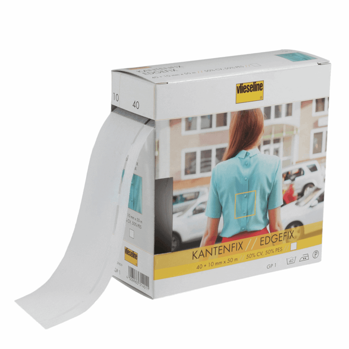 Vlieseline Iron on Fusible Edgefix: 5cm. White/charcoal. 2VGP1-10/86