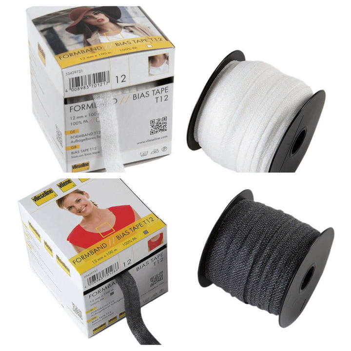 Vlieseline Fusible Bias Tape Formband T12: 12mm wide grain reinforced. 100m box