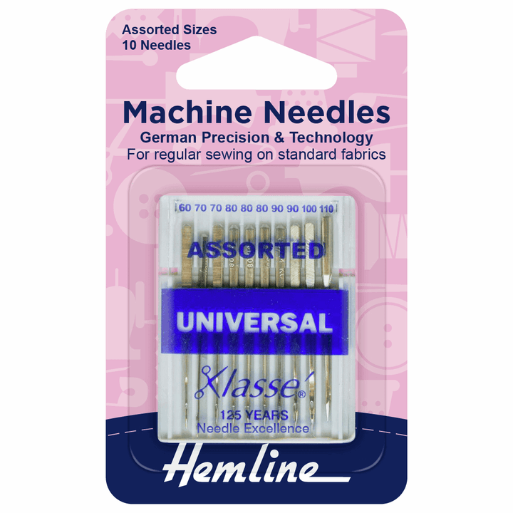 Hemline sewing machine needles x 5/6/10. Ballpoint, Stretch, Universal, Jeans, Quilt.