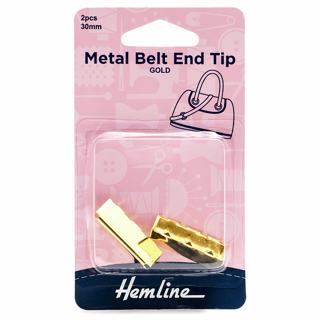 Hemline Metal belt end tips end caps (belt, bag straps, bag making) 30mm/20 mm. 2 pk