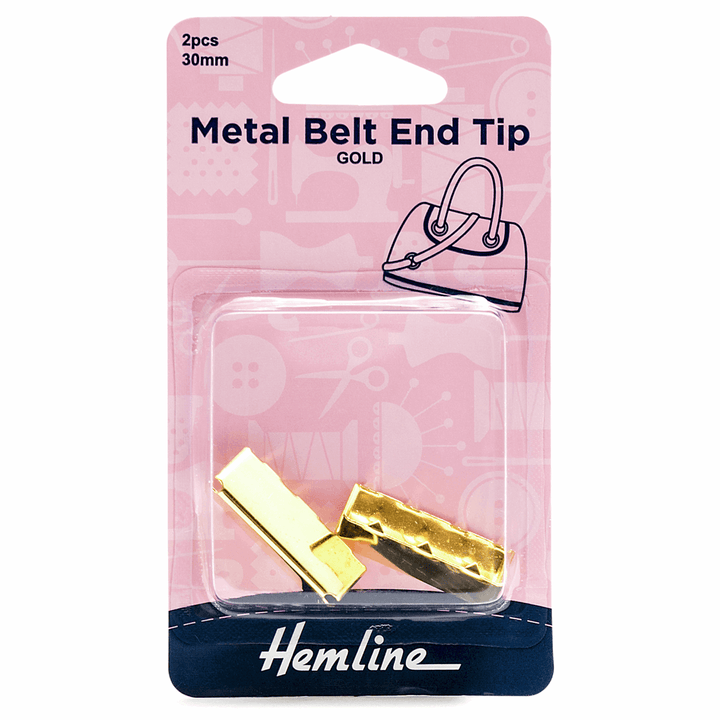 Hemline Metal belt end tips end caps (belt, bag straps, bag making) 30mm/20 mm. 2 pk