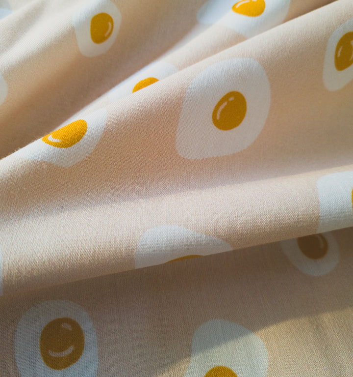 Fried Egg Cotton Craft Quilt 100% Cotton Fabric, fun kids Easter fabric x half metre