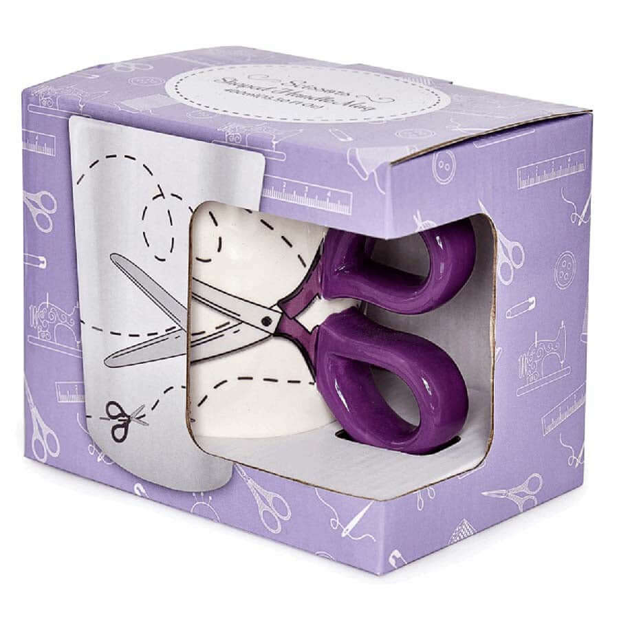 Scissors Handle Novelty Haberdashers Mug Purple Sewing Cup Drink Gift