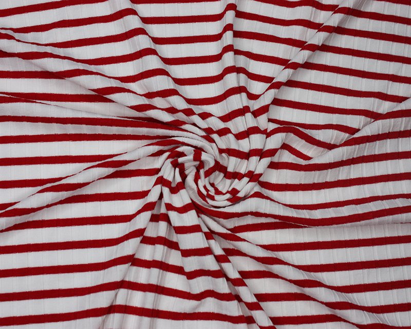 Wide Stripe black/red and white ribbed jersey knit dress T-shirt fabric.