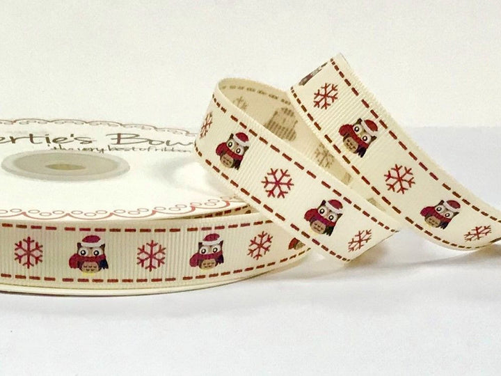 Christmas ribbon by Bertie's Bows. 9-16mm wide 3m/5 m/20 m/25 m reel.