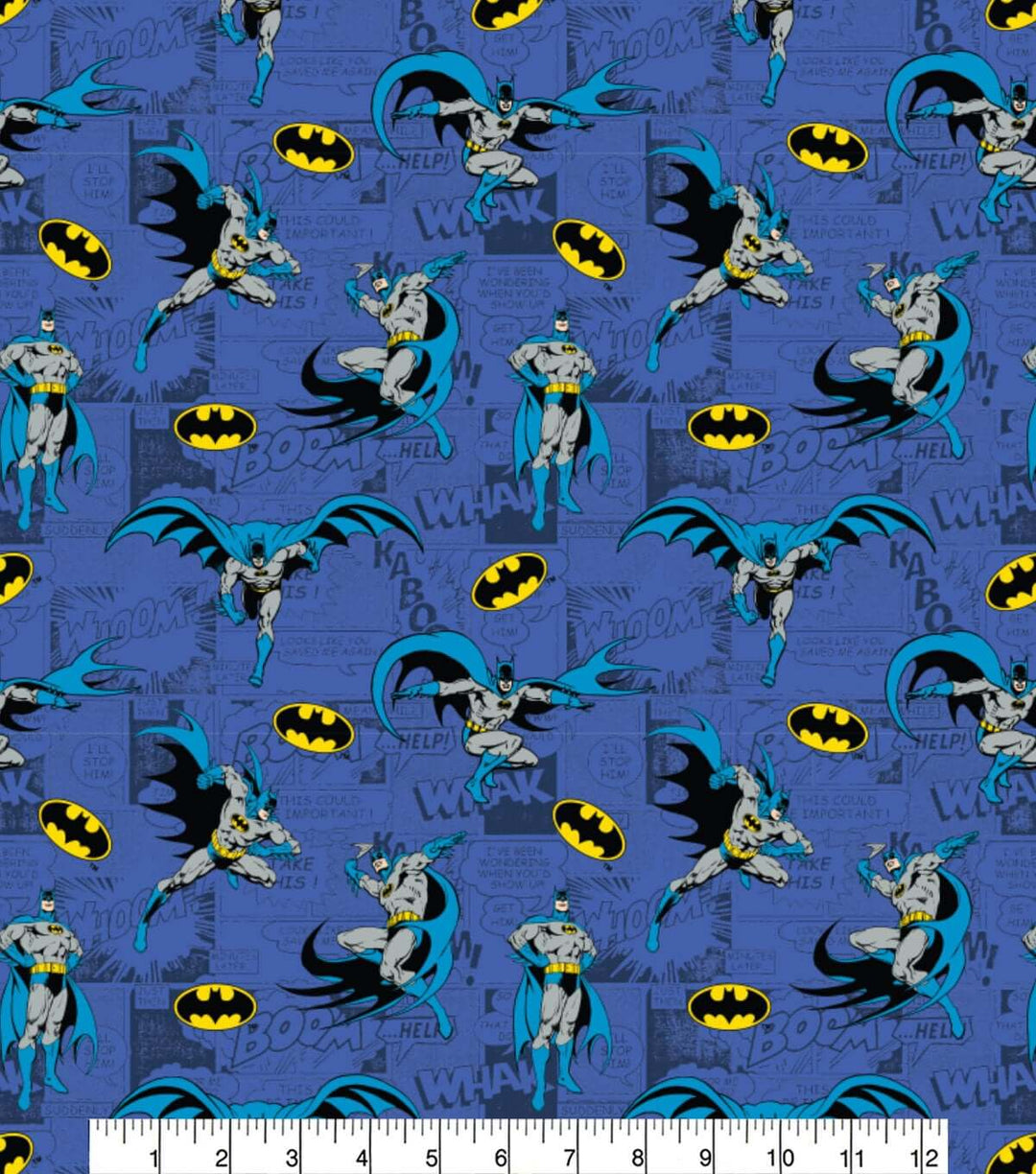 Batman Blue kids comics crafting / quilting fabric. By the half metre.