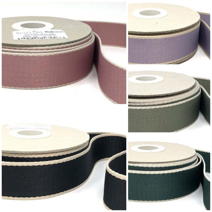 38mm Heavyweight Hi Sheen Webbing: Stripe Polyester Bag strapping. Bertie's Bows. Per metre.