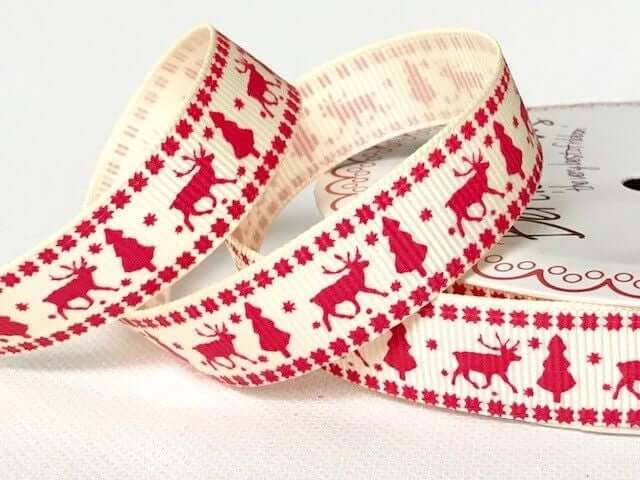 Christmas ribbon by Bertie's Bows. 3m/5 m/20 m/25 m reel.