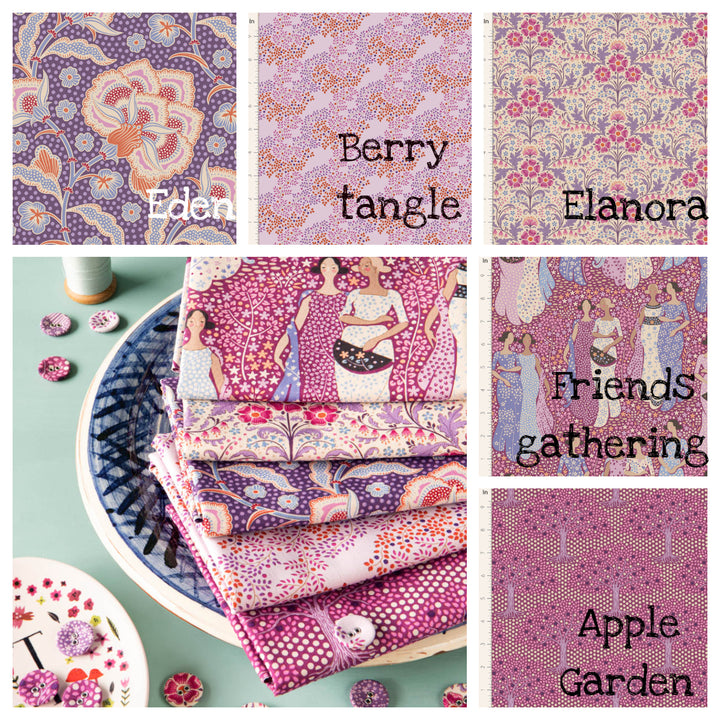 Tilda Hometown fabrics by the Fat quarter - cotton quilting fabric. Plum