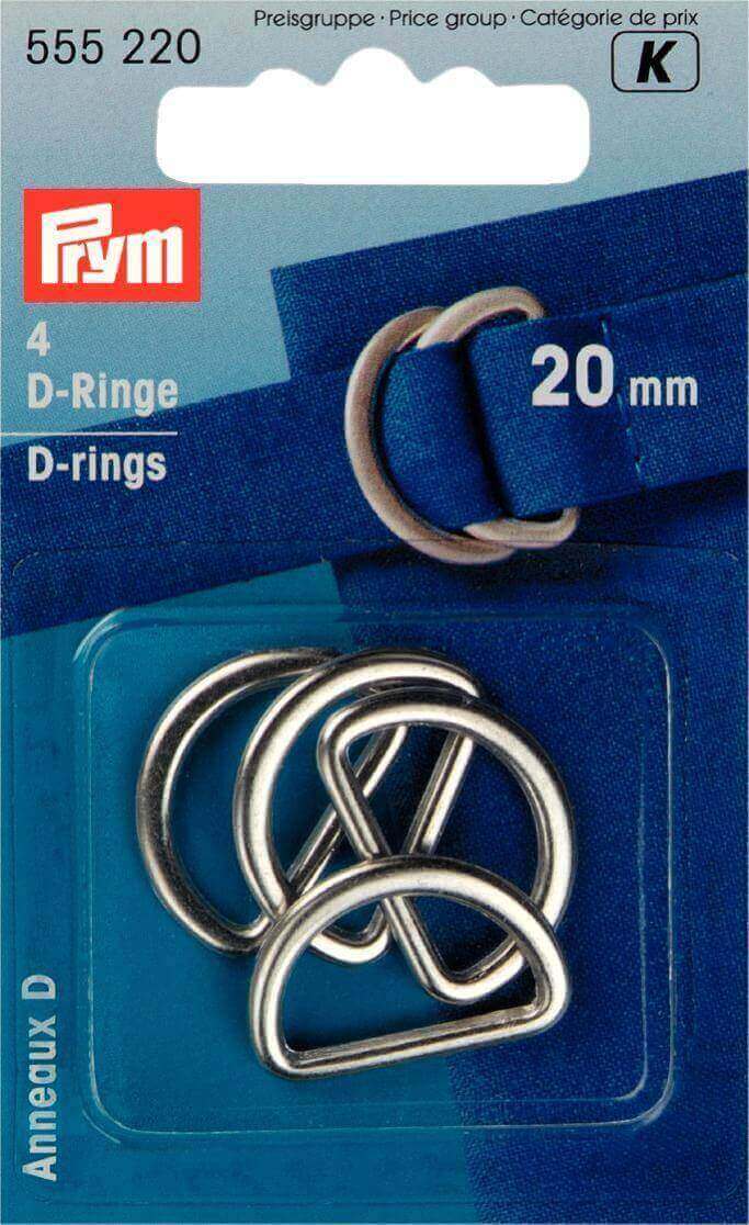 Prym 2/4 pk Welded metal D-rings for bag straps, bag making. 20/ 25 /30 /40 mm