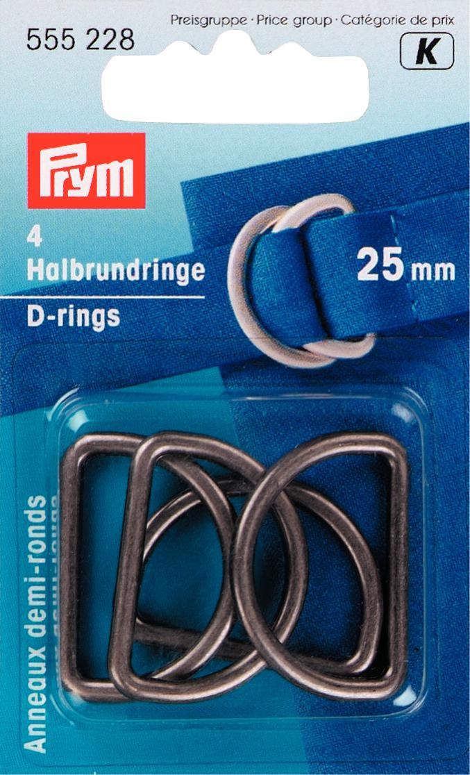 Prym 2/4 pk Welded metal D-rings for bag straps, bag making. 20/ 25 /30 /40 mm