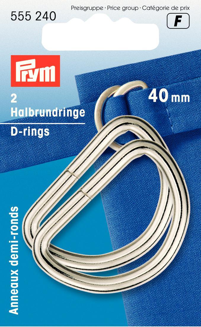 Prym 2/4 pk Welded metal D-rings for bag straps, bag making. 20/ 25 /30 /40 mm