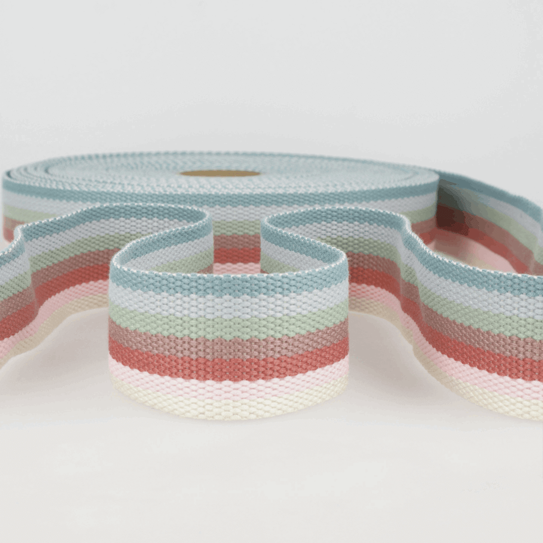 Striped Rainbow Webbing, belt, bag strapping 40 mm. Heavyweight. By the Metre.